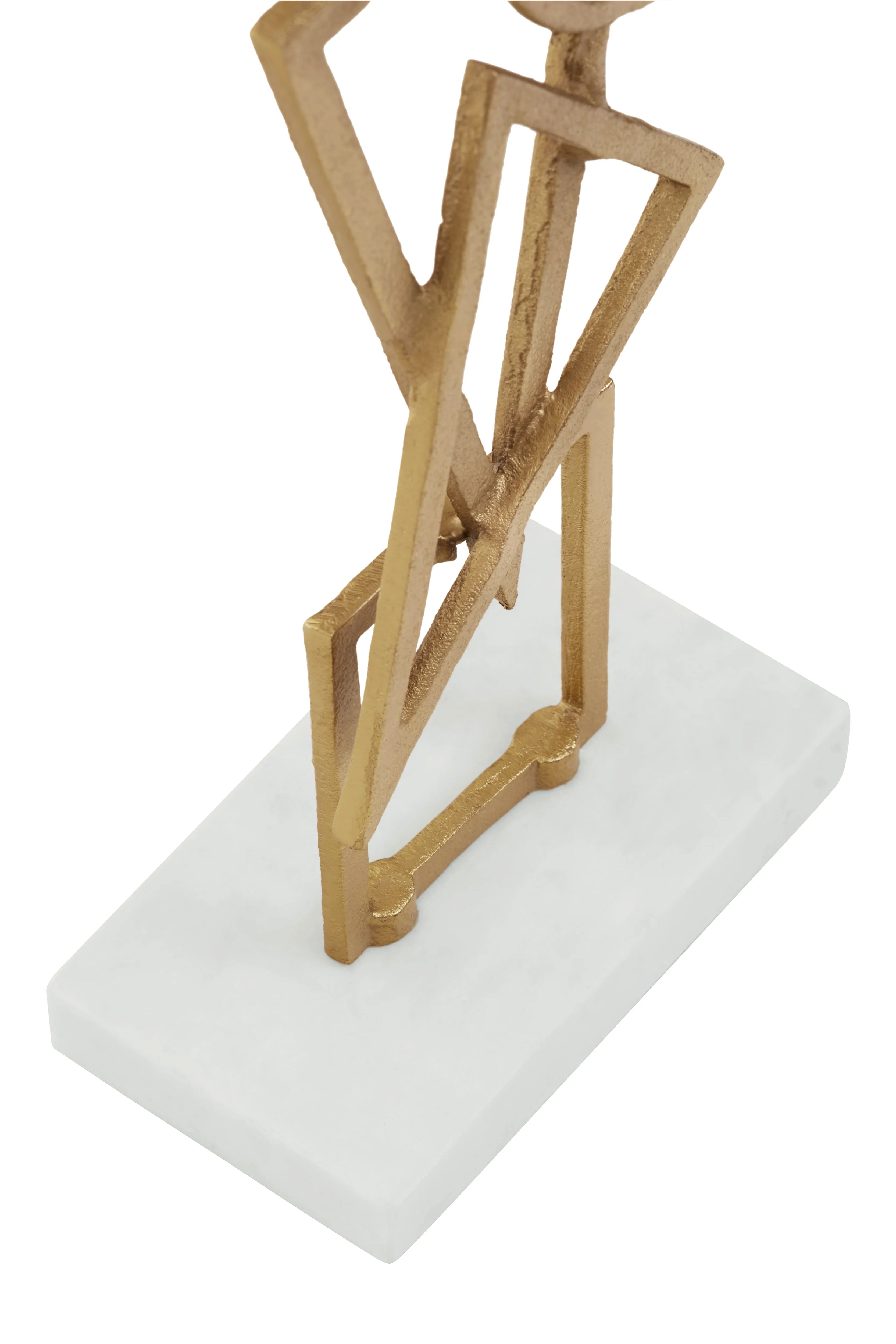 Rojas White Marble & Gold Abstract Shape Sculpture